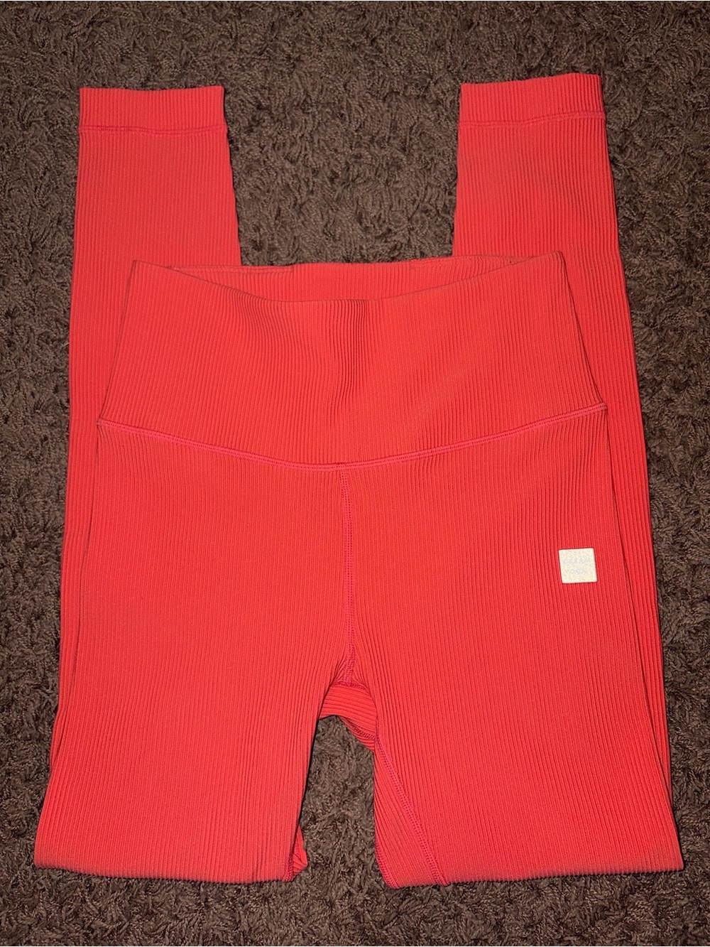 Cream Yoga Ribbed Coral Leggings